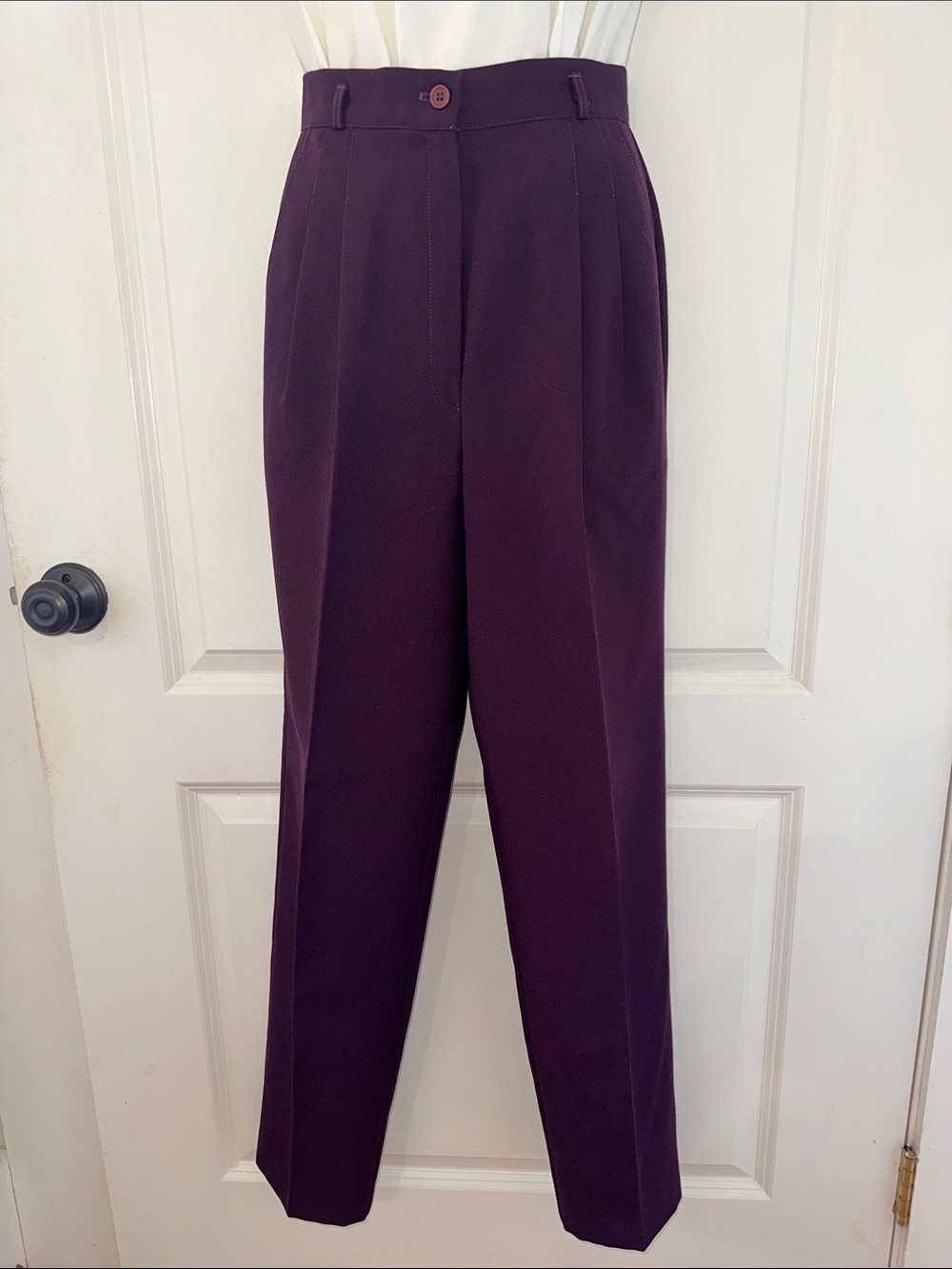 Vintage 70s Smart Pants Brand High-Waist Tailored Trousers in Deep Plum